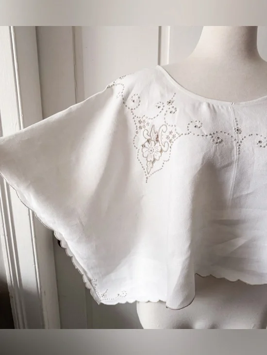 Handmade 🪡 🧵 Upcycled Vintage Linen Breezy Top - Picture 4 of 7
